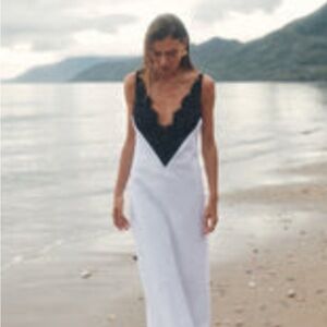 Never Worn DISSH HAZEL WHITE LACE LINEN MIDI DRESS - 8 / WHITE